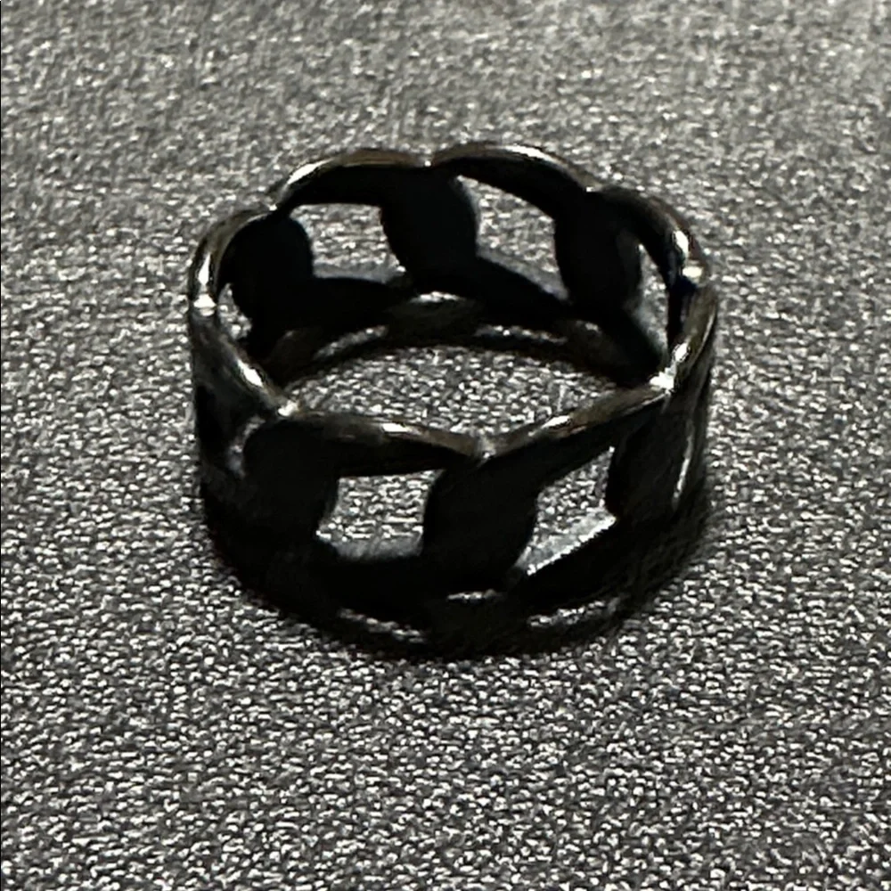 Black Urban Style Chain Link Stainless Steel Ring